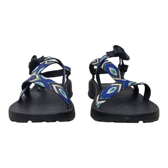 Chaco Classic Sport Sandals Womens Size 12 Blue Gray White Geometric Diamond Eco - Picture 4 of 11